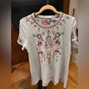 Cotton tunic boho tee from Johnny Was with pretty embroidery.